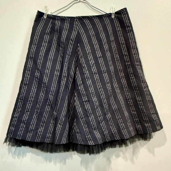 Isaac Mizrahi Striped A-Line black Skirt with Tulle Trim Size 10 - Picture 5 of 10